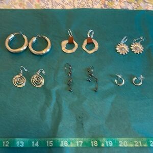 Silver Earring Set of 6 mixed material set. Receive all six pair in purchase.